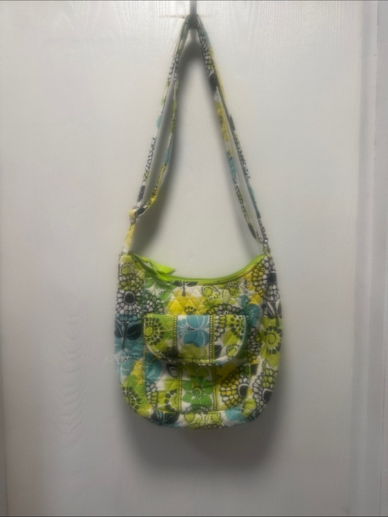 Vera Bradley Handbags - Vera Bradley Quilted Floral Shoulder Bag in Lime, Teal and Black